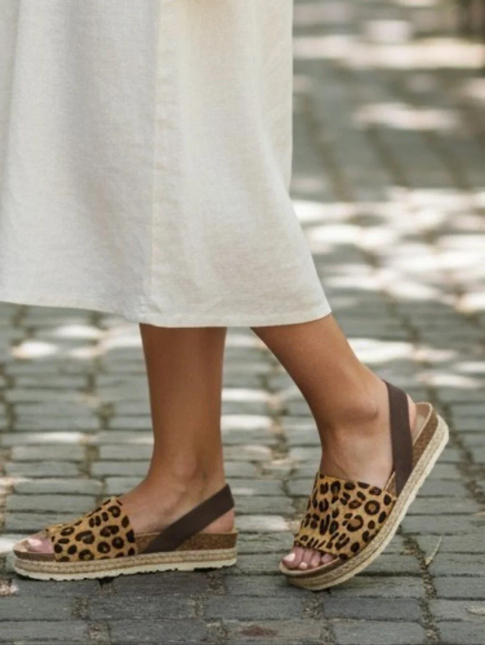 Yokono Leopard Calf Hair Slingback Sandals Espadrille Sz 7.5 Spain SH207
